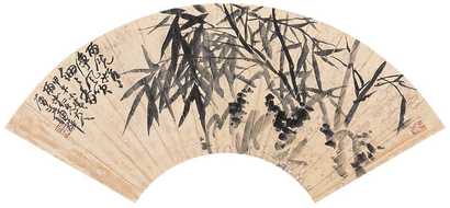 蒲华 1894（甲午）年作 墨竹 扇面